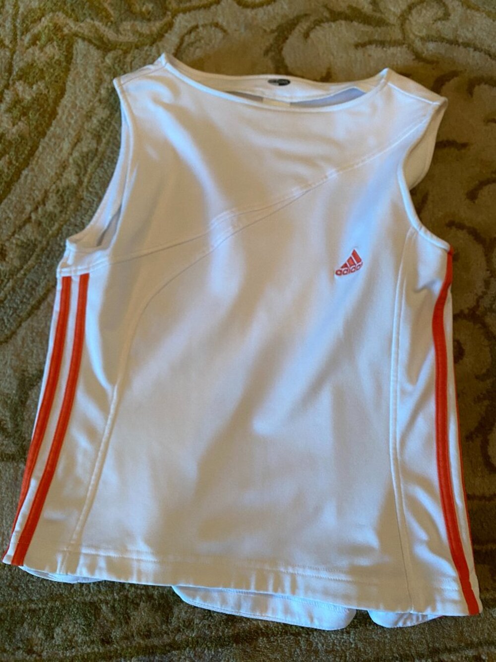 Adidas sports top - white with orange side stripes